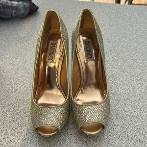 Badgley Mischka hidden platform peeptoe pumps